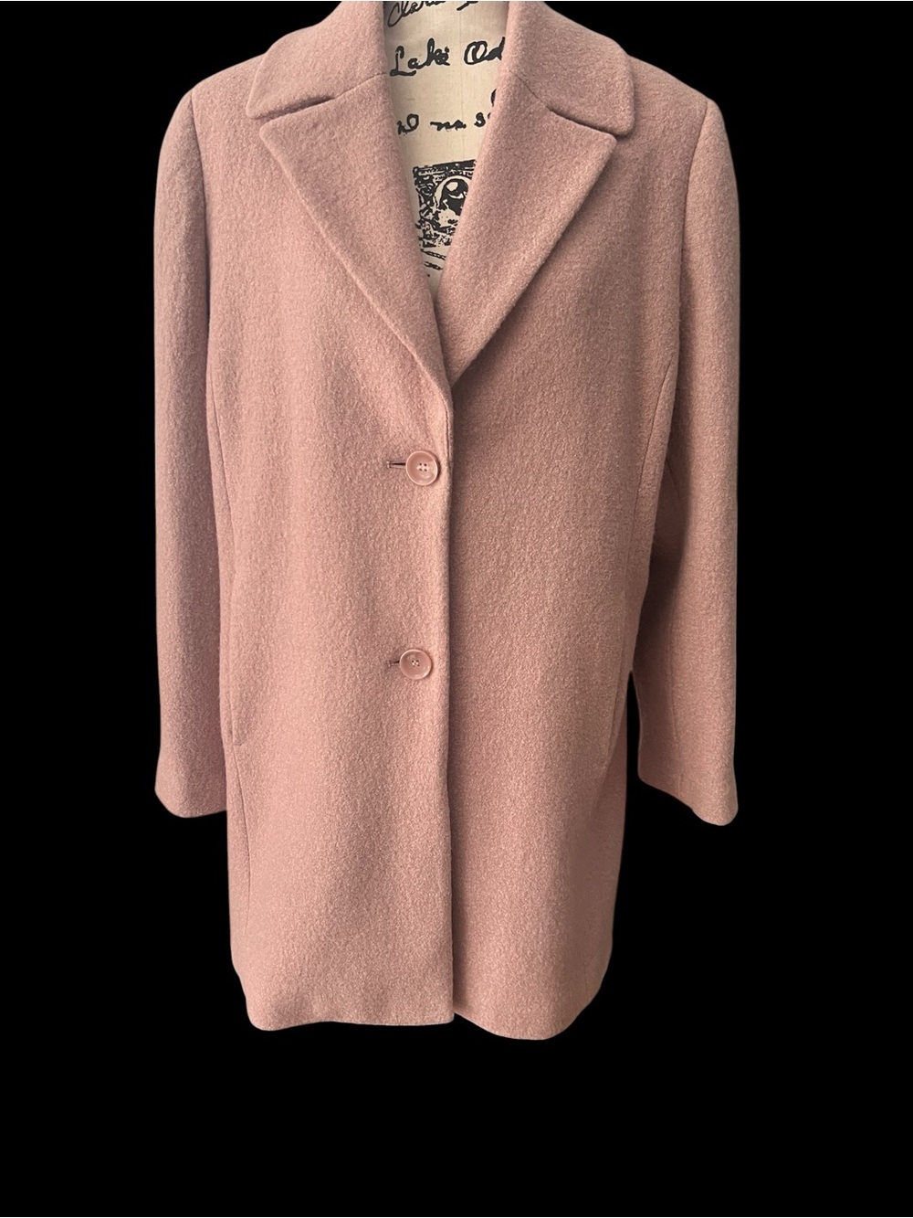 Tahari Blush Pink Single-Breasted Wool Pea Coat